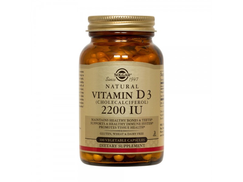 Solgar Vitamin D3 (Cholecalciferol) 2200iu 100 Vegetable Caps