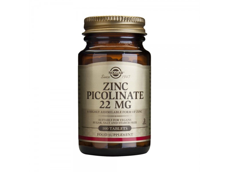 Solgar Zinc Picolinate 22mg 100 Tabs