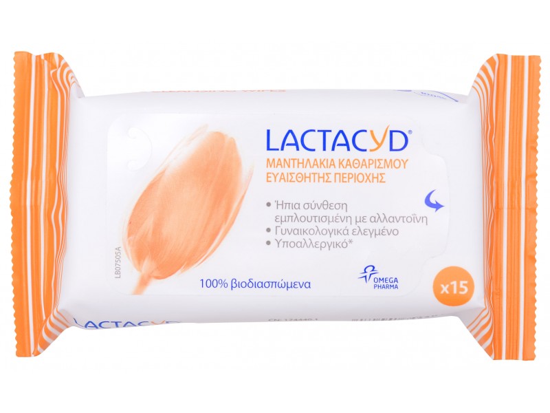Lactacyd μαντηλάκια καθαρισμού ευαίσθητης περιοχής 15τμχ