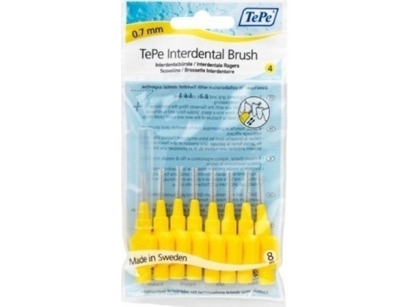 TePe Interdental Brush Κίτρινο Μέγεθος 4 - 0.7mm 8τμχ