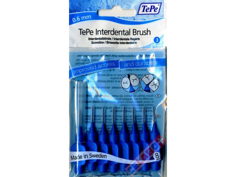 TePe Interdental Brush Μπλε Μέγεθος 3 - 0.6mm 8τμχ