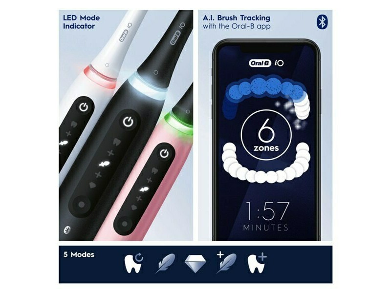 Oral-B IO Series 5 Ηλεκτρική Οδοντόβουρτσα με Αισθητήρα Πίεσης και Θήκη Ταξιδίου Black