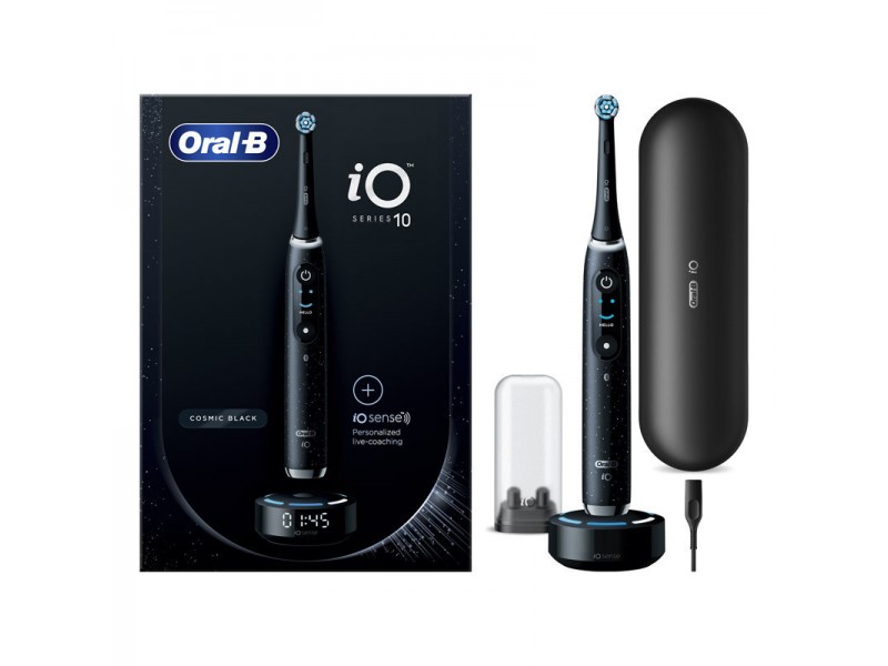 Oral-B iO Series 10 Ηλεκτρική Οδοντόβουρτσα με Χρονομετρητή, Αισθητήρα Πίεσης και Θήκη Ταξιδίου Cosmic Black