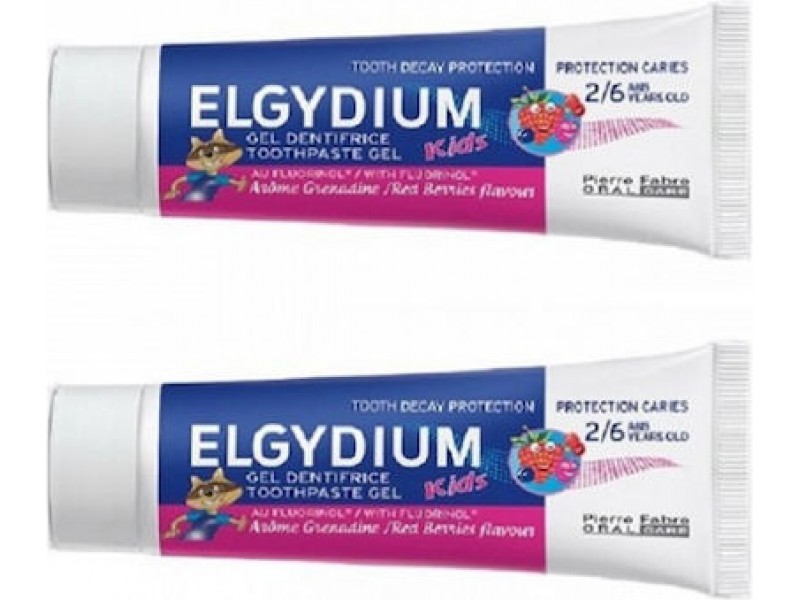 Elgydium Οδοντόκρεμα Elgydium Kids 100ml 1000 ppm με Γεύση Red Berries για 2+ χρονών 2τμχ