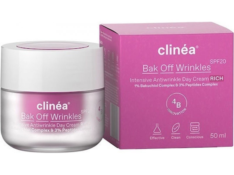 Clinea Bak Off Wrinkles Rich Αντιγηραντική Κρέμα Προσώπου Ημέρας με SPF20 50ml