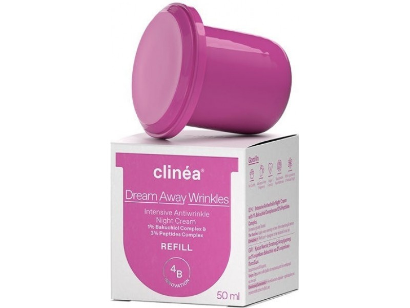 Clinea Dream Away Wrinkles Refill Αντιγηραντική Κρέμα Προσώπου Νυκτός με Ρετινόλη & Υαλουρονικό Οξύ 50ml