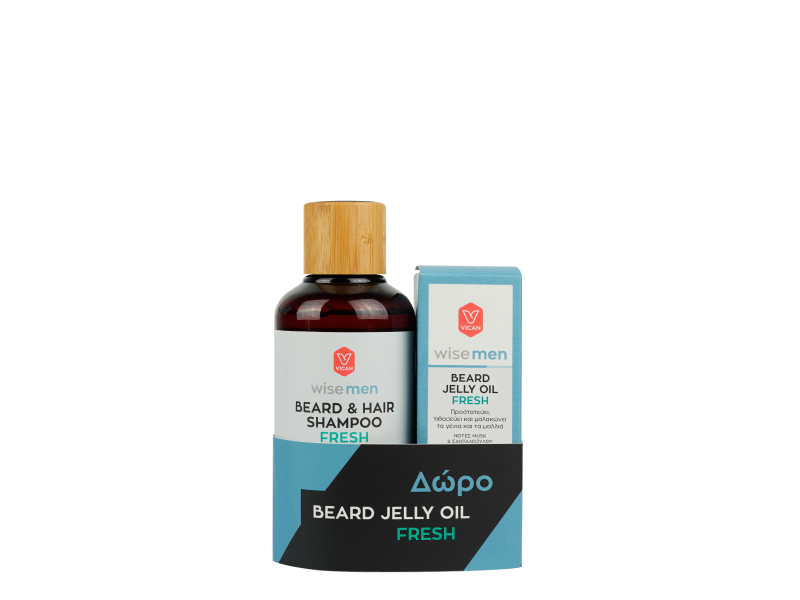 Vican Wise Men BEARD & HAIR SHAMPOO FRESH 200 ml + JELLY OIL FRESH ΔΩΡΟ 30 ml