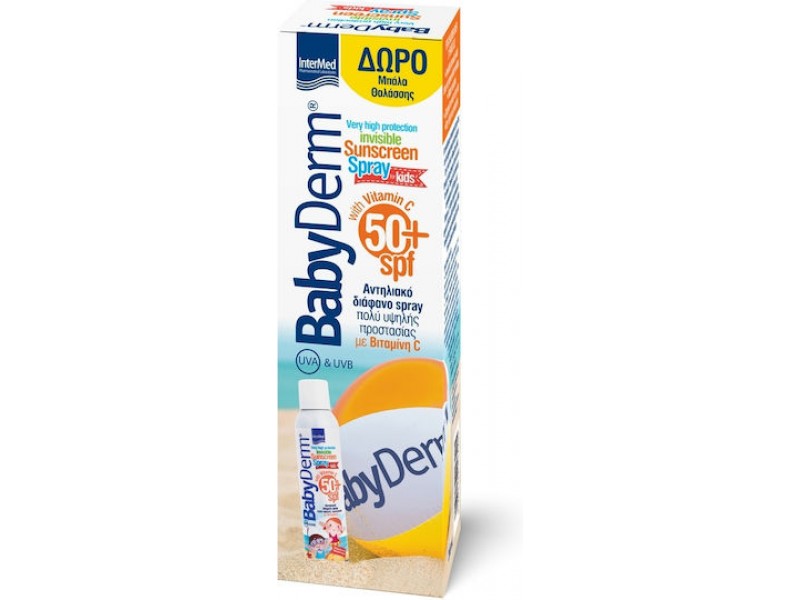 Intermed BabyDerm Invisible Sunscreen Spray spf 50+ for Kids 200ml & Δώρο Μπάλα Θαλάσσης